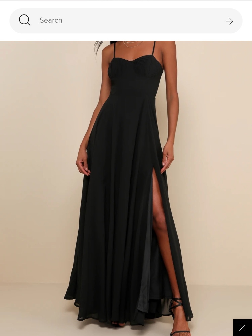 Lulu's Black Spaghetti-Strap Maxi Dress with Side Slit